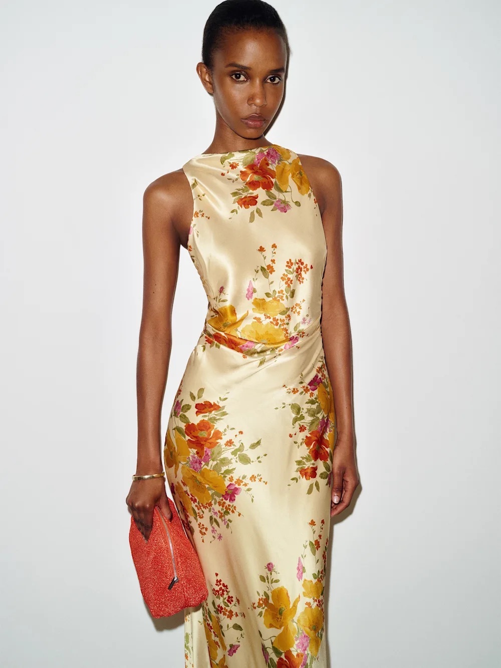 NEW Reformation Anaiis Silk Long Yellow Floral Backless Dress Crescendo US 4 UK8
